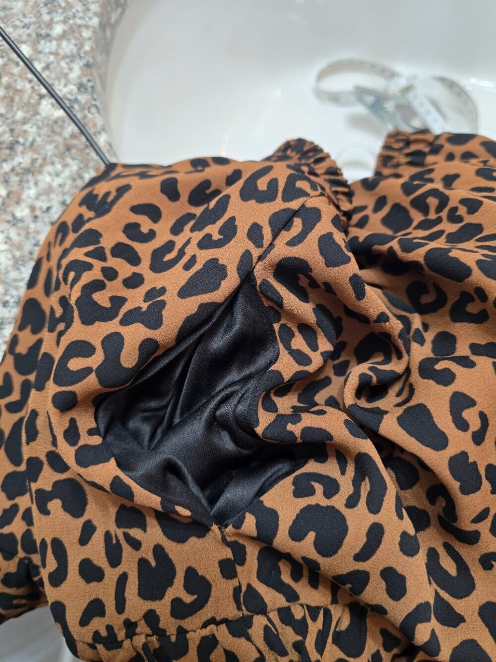 Sienna Sky Leopard Print Ruffle Hem Shorts with Pockets - Black and Brown - Picture 5 of 8